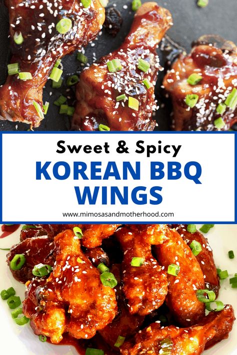 Korean BBQ Chicken Wings are sweet, savory & spicy, with plenty of favor thanks to this Asian-inspired Korean barbecue sauce. Korean Bbq Chicken Wings, Korean Bbq Wings, Barbecue Meals, Crescent Roll Recipes Dinner, Korean Bbq Chicken, Chicken Burrito Bowls, Korean Bbq Sauce, Southwestern Chicken, Barbeque Chicken