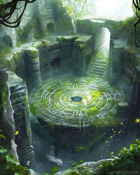 Old Ruins Concept Art, Fantasy Environment Art, Ancient Ruins Concept Art, Dark Fantasy World, The Fountain Of Youth, Fantasy Ideas, Landscape Concept, Fantasy Pictures, Fountain Of Youth