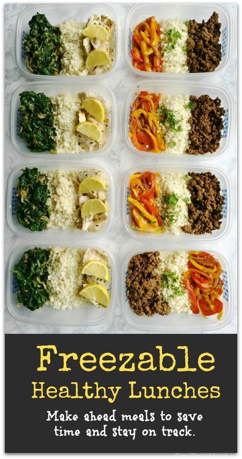 Freezable healthy lunches will help you stay on track and save you time. Two lunch ideas with recipes. Freezable Meal Prep, Freezer Lunches, Freezable Meals, Freezer Meal Prep, Recipes Diet, Prepped Lunches, Healthy Lunches, Diet Healthy, Spinach Recipes