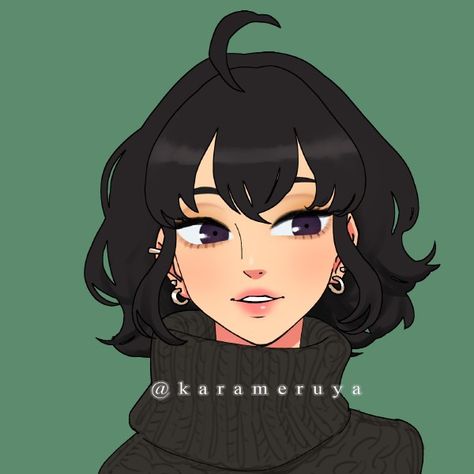 Short Hairstyle Drawing For Women, Aesthetic Picrew Pfp, Female Short Hair Drawing, Short Hair Drawing Girl, Short Hair Women Drawing, Short Hairstyle Drawing, Oc Short Hair, Short Hair Reference, Bangs Drawing