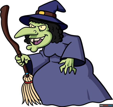 How to Draw a Cartoon Witch Featured Image Cartoon Witch Drawing Easy, Witch Drawing Easy, Witch Drawings, Witch Cartoon, Easy Halloween Drawings, Simple Face Drawing, Cartoon Witch, Easy Drawing Guides, Easy Cartoon