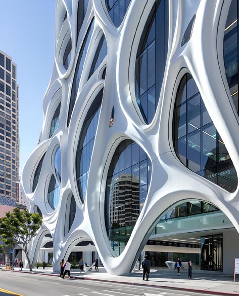 Futuristic Facade, Organic Facade, Futuristic Pattern, Futuristic Elegance, Modern Contemporary Architecture, Organic Building, Nature And Technology, High Tech Design, Futuristic Home