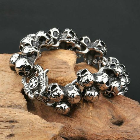 Bracelet Tattoo For Man, Skull Bracelet Men, Skeleton Bracelet, Biker Bracelet, Punk Accessories, Biker Jewelry, Tattoo Bracelet, Skull Bracelet, Skull Jewelry