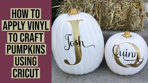 Monogram Pumpkin, No Carve Pumpkin, Pumpkin Idea, Craft Pumpkins, Monogram Stencil, Pumpkin Uses, Pumpkin Monogram, Fake Pumpkins, Using Cricut