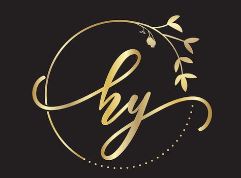 Luxury feminine initial letter hy logo d... | Premium Vector #Freepik #vector #style-logo #luxury-logo #luxury-brand #monogram-logo Hy Logo Design, Wedding Invatations, Logo D, Brand Monogram, Blouses Designs, Signature Logo Design, Wedding Logo Monogram, Elegant Logo Design, Logo Luxury