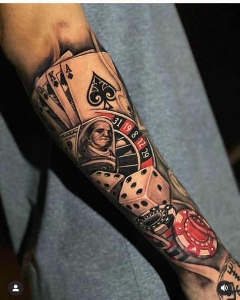 Lucas David, Poker Tattoo, Playing Card Tattoos, Tattoo Homme, Leg Sleeve Tattoos, Casino Tattoo, Leg Tattoo Ideas, Ace Tattoo, Half Sleeve Tattoos Forearm