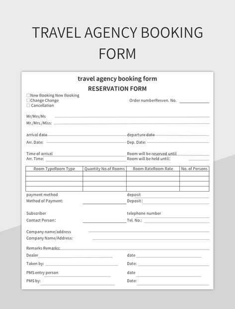 Travel agency booking form Travel Documentation Ideas, Travel Consultant Business, Business Daily Planner, Business Planner Printables, Goal Planner Free, Online Business Planner, Travel Blog Design, Hospital Admit, Travel Consultant