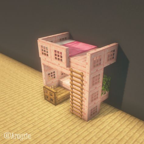 Decor Minecraft House, Minecraft Interior Design No Mods, Aesthetic Minecraft Bed Ideas, Cute Bed Minecraft, Inside Of Minecraft Houses, Pink Bed Minecraft, Mincraft Idea Houses Coquette, Pink Kitchen Minecraft, Cute Minecraft Room Ideas