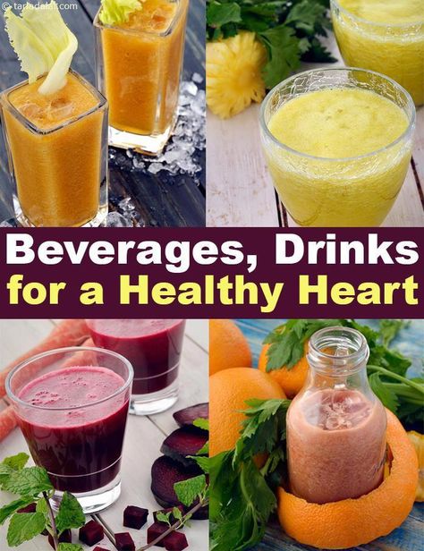 Here, we have healthy heart friendly juices and drinks recipes like Watermelon and Mint Drink, Tomato Apple Juice, Carrot Coriander Juice, Golden Glory Frappe etc. Fruits and vegetables being rich in antioxidants are considered to reduce the risk of heart disease and stroke. Heart Healthy Juices, Heart Healthy Drink Recipes, Heart Healthy Cocktails, Juicing Recipes For Heart Health, Heart Health Drinks, Juices For Heart Health, Juice Recipes For Heart Health, Heart Health Juice Recipes, Heart Healthy Juicing Recipes