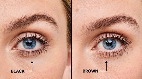 Black Vs Brown Mascara, Color Mascara Brown Eyes, Brown Mascara Green Eyes, Brown Mascara Blue Eyes, Brown Mascara Vs Black, Brown Mascara Look, Dark Brown Mascara, Color Mascara, Blue Mascara