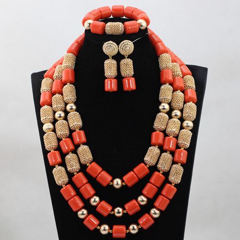 >> Click to Buy << Trendy Orange Coral Beads Jewelry sets Many Colors African Wedding Bridal/Women Beads Necklace Jewelry Set Free Shipping CJ868 #Affiliate Traditional African Wedding, Coral Accessories, Bridal Statement Necklace, Coral Jewelry Set, Artificial Coral, Costume Necklace, Women Costume, Indian Bridal Jewelry Sets, Bridal Accessory