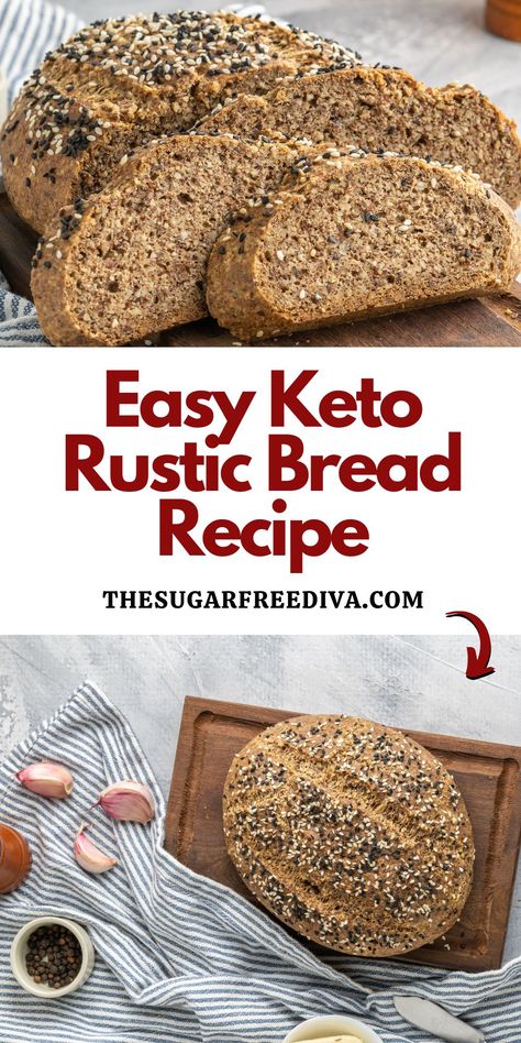 Easy Low Carb Rustic Quick Bread Recipe No Carb Bread Easy, Keto Bread Recipes With Yeast, Keto Friendly Bread Recipes, No Knead Keto Bread, Keto Recipes No Carb, High Fiber Low Carb Bread Recipe, Gut Healthy Bread Recipe, Keto Bread Substitute, Keto Bread With Yeast