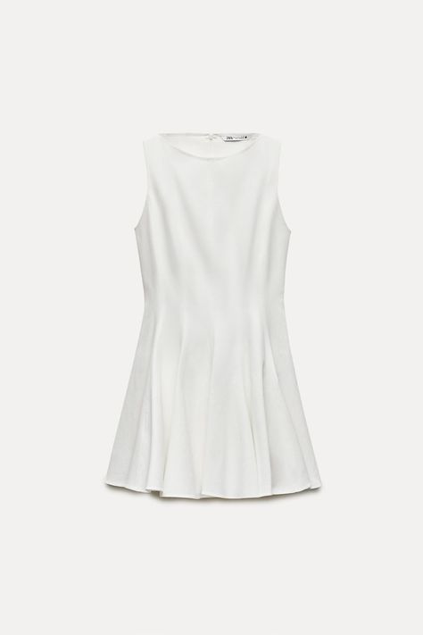 Zara Dress White, Oyster White, Sleeveless Short Dress, White Short Dress, Dress 2024, Zara Dress, Mini Skater Dress, Tailored Dress, Zara Woman