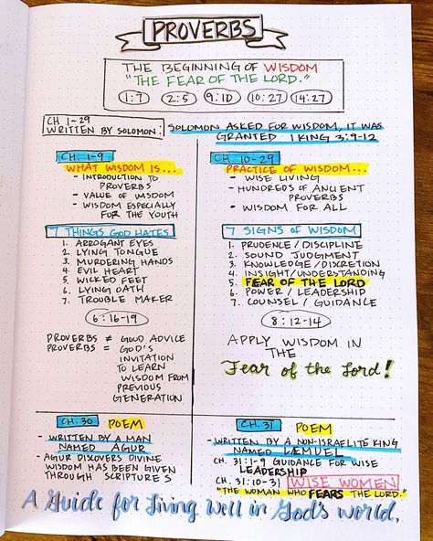 Bɪʙʟᴇ ᴊᴏᴜʀɴᴀʟɪɴɢ | ʙɪʙʟᴇ sᴛᴜᴅʏ on Instagram: “The book of proverbs. The fear of God is the beginning of wisdom. The fear of the Lord has been mentioned many times in proverbs. So what…” Proverbs Bible Notes, Proverbs Bible Study Notes, Proverbs Notes, Bible Study Lessons For Women, Bible Study Proverbs, Proverbs Study Guide, Proverbs Bible Study, Book Of Proverbs Bible Studies, Proverbs Study