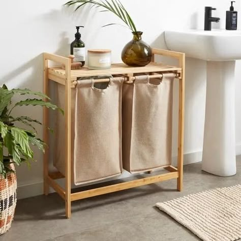 Lights and Darks Bamboo Laundry Basket Gold Laundry Basket, Bathroom Laundry Baskets, Bathroom Niche, Double Laundry Hamper, Studio Apt, Washing Basket, Laundry Baskets, Bathroom Inspiration Decor, Laundry Room Organization