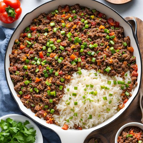 Ground Beef And Rice Skillet, Beef And Rice Skillet, Rice Skillet Meals, Meal Prepping For The Week, Cooking With Ground Beef, Ground Beef And Rice, Skillet Dinner Recipes, Rice Skillet, Beef And Rice