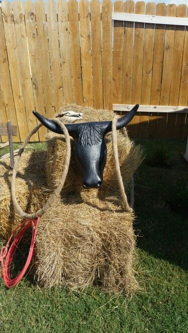 Western theme birthday party game...Rope the bull using hula hoops wrapped in burlap.   The adults used a real lasso. Western Theme Birthday Party, Rodeo Birthday Parties, Cowboy Theme Party, Birthday Party Game, Wild West Party, Western Birthday Party, Rodeo Party, Country Birthday, Cowboy Birthday Party