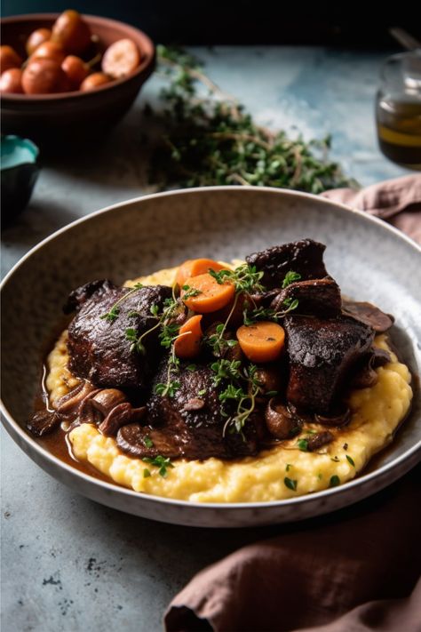 Indulge in a hearty and healthy culinary experience with our Gluten-Free Crockpot Short Rib Bourguignon. This sumptuous dish, perfect for the Whole Health Flexi-Plan diet, transforms tender beef short ribs into a rich, flavorsome delight. It's a perfect blend of nourishment and taste, ideal for health-conscious gourmets. Tender Beef Short Ribs, Gourmet Gluten Free, Healthy Meat Recipes, Short Rib, Gluten Free Recipes For Dinner, Gourmet Cooking, Culinary Experience, Star Food, Fitness Community