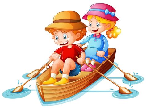 Free vector boy and girl row the boat on... | Free Vector #Freepik #freevector #boy-standing #cartoon-boy #boy #kids-cartoon Row The Boat, Boat Cartoon, Kids Feelings, Daniel Tiger's Neighborhood, Row Row Your Boat, Learning Technology, The Learning Experience, Cartoon Drawing, Teach Kids