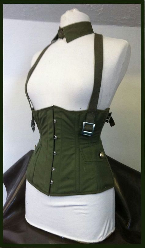 Buckle Corset, Desired Wardrobe, Under Bust Corset, Mode Steampunk, Victorian Steampunk, Steampunk Costume, Army Girl, Steampunk Clothing, Underbust Corset