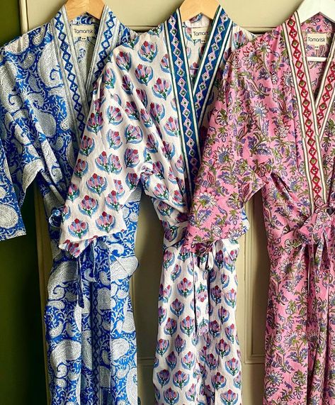 Indian Pyjamas, Indian Block Print Dress, Cotton Dressing Gown, Mode Kimono, Cute Pajama Sets, Printed Clothing, Indian Prints, Printed Robe, Indian Block Print