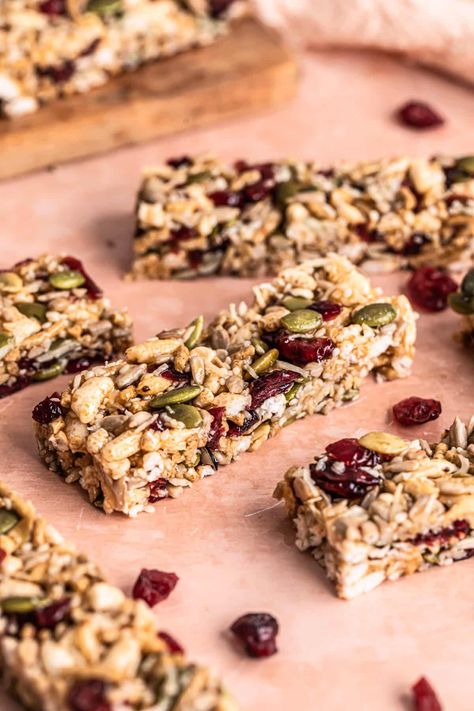 No Bake Gluten Free Muesli Bars - Nut, Egg & Dairy Free Gluten Free Muesli Bars, Homemade Muslibars, Homemade Muesli Bars, Muesli Bar Recipe, Muesli Slice, Gf Pancakes, Nut Free Granola, High Sugar Foods, Bake Gluten Free