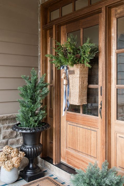 Christmas Hanging Door Basket Wall Basket Christmas Decor, Christmas Wall Basket, Hanging Door Basket, Basket On Wall, Front Door Baskets, Door Basket, Wreath Hangers, Basket Wreath, Wall Hanging Basket