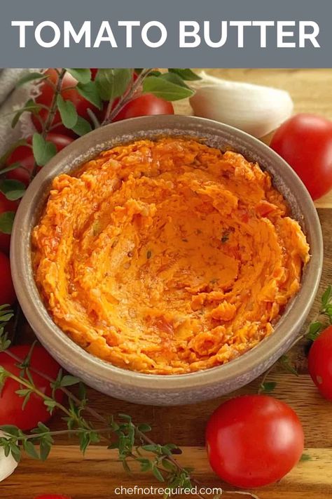 This tomato butter recipe uses roasted mini tomatoes to make a rich and vibrant compound butter. With plenty of tomato flavour and fresh herbs you can slather this butter on chicken or use it to make tomato butter sauce pasta. Butter Sauce Pasta, Tomato Butter Recipe, Mini Tomatoes, Tomato Butter Sauce, Compound Butter Recipe, Smoked Tomatoes, Tomato Butter, Bread Sauce, Aussie Food