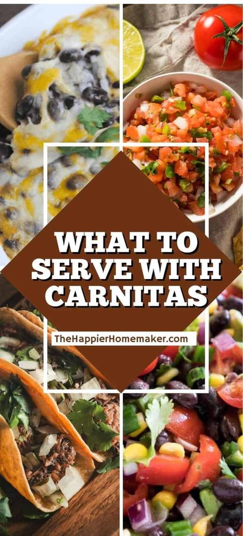 Carnitas Taco Recipe, Carnitas Taco Bar, Recipes For Carnitas Pork, Pulled Pork Taco Bar, Keto Carnitas Recipes, Sides To Go With Carnitas, Carnitas Party Taco Bar, Carnita Taco Recipes, Side For Carnitas