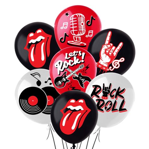 Music Theme Party Decorations, Rock Party Decorations, Rock And Roll Theme Party, Rock And Roll Party Decorations, Music Theme Party, Rock And Roll Party, Rock And Roll Birthday Party, Vinyl Party, Rock Star Theme