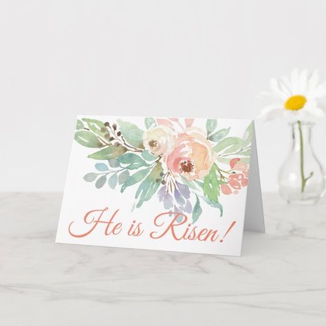 He Is Risen Cards, Christian Easter Cards Handmade, Christ Centered Easter, Christian Greeting Cards, Easter Cards Handmade, Watercolor Birthday Cards, Pretty Watercolor, Easter Printables Free, Easter Religious