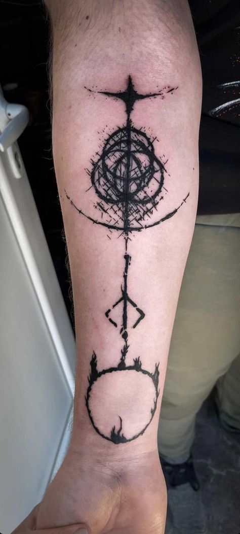 Video Game Tattoo Ideas, Game Tattoo Ideas, Universe Tattoos, Gamer Ideas, Dark Souls Tattoo, Bleach Tattoo, Game Tattoo, The Simpsons Family, Cyberpunk Tattoo