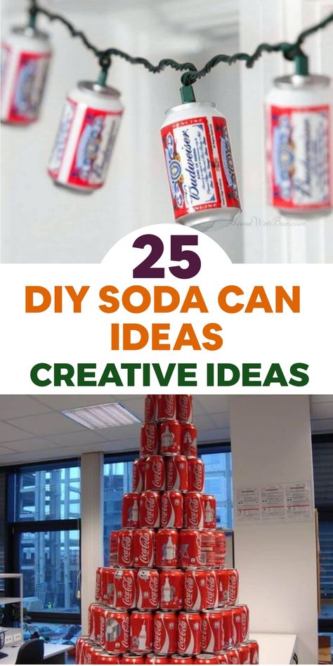 Explore the endless possibilities of repurposing soda cans with these creative DIY ideas. Repurpose empty cans into charming planters, stylish lanterns, or stunning wall art pieces. Add a touch of eco-friendliness to your home decor by upcycling and reducing waste. Discover inspiration to transform ordinary cans into extraordinary creations that will impress everyone! Let your creativity flow and make a positive impact through sustainable crafting. Can Sculpture Ideas, Drink Cans Crafts, Coke Can Art, Crafts With Soda Cans, Fly Repellant Diy, Plastic Coffee Cans, Coke Can Crafts, Tin Can Lights, Beer Bottle Cap Art