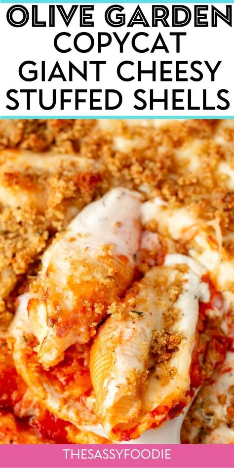 Pasta Shells Stuffed, Garlic Monkey Bread, Arrabbiata Sauce, Olive Garden Chicken Gnocchi, Shells Stuffed, Fast Easy Dinner, Olive Garden Copycat, Cheese Stuffed Shells, Fast Dinner Recipes