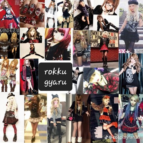 Gyaru Styles Names, Rokku Gyaru Aesthetic, Roku Gyaru, Rokku Gyaru Fashion, Gyaru Rokku, Goshikku Gyaru, Rokku Gyaru, Gyaru Hair, Gyaru Aesthetic