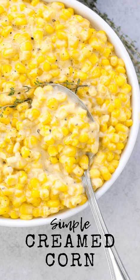 Creamed Corn | Simply Made Recipes Thanksgiving Side Dishes Crockpot, Thanksgiving Recipes Side Dishes Veggies, Homemade Cream Corn, Slow Cooker Creamed Corn, Corn Recipes Side Dishes, Creamed Corn Recipes, Best Thanksgiving Side Dishes, Thanksgiving Side Dishes Easy, Cream Corn