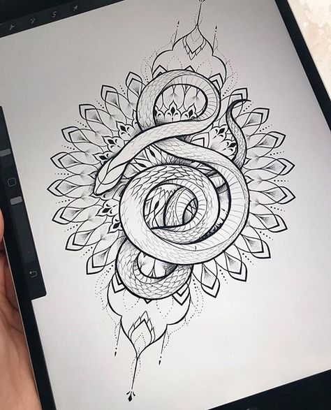 beautiful tattoo : snake with mandala design 12 Tattoos, Tattoo Snake, Linework Tattoo, Serpent Tattoo, Tattoo Dotwork, M Tattoos, Gorgeous Tattoos, Beautiful Tattoo, Mandala Tattoo Design