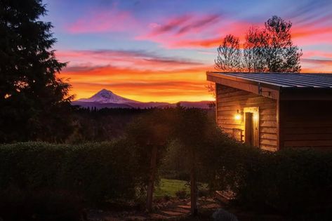 Mt Hood View Tiny House - Tiny houses for Rent in Sandy Reclaimed Hardwood Flooring, Oregon Life, Oregon Vacation, Tiny Houses For Rent, Airbnb Rentals, House Outdoor, Cedar Siding, Mt Hood, Little Cabin