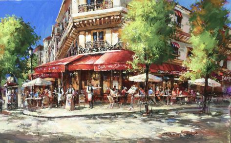 Original paintings by BC Artist Brent Heighton. Meet Brent Heighton in person at the Calgary Stampede art exhibition. New paintings and giclee on canvas prints or all his art. Brent Heighton Paintings, Brent Heighton, French Stuff, Calgary Stampede, Jazz Art, Representational Art, Limited Edition Giclee, City Scene, Romantic Art