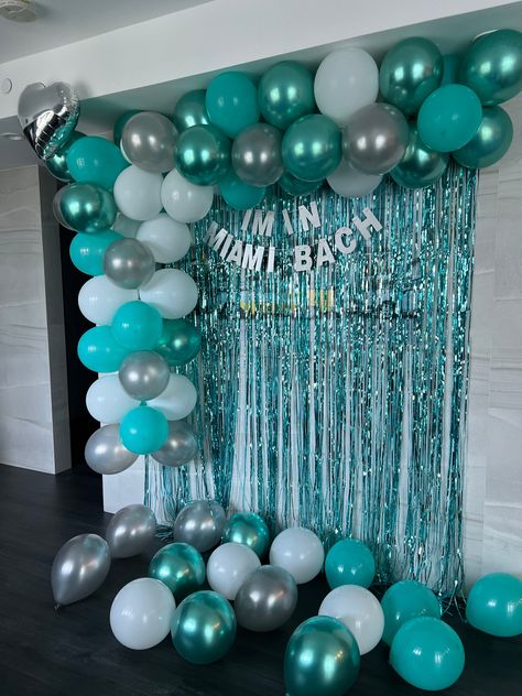 Teal And Silver Birthday Party Ideas, Teal Birthday, Teal Party, Gold Birthday Decorations, 18th Birthday Decorations, Happy Birthday Decor, Simple Birthday Decorations, Football Birthday Party, 21st Birthday Photoshoot