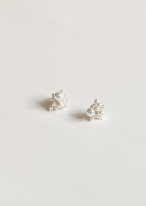 Demi Stud - day 4 — A.B. ELLIE | H D W R Silver Earrings Wedding, Best Bride, Bride Earrings, Light Ivory, Bride Accessories, Ivory Pearl, Contemporary Romances, Pearl Wedding, Wedding Earrings