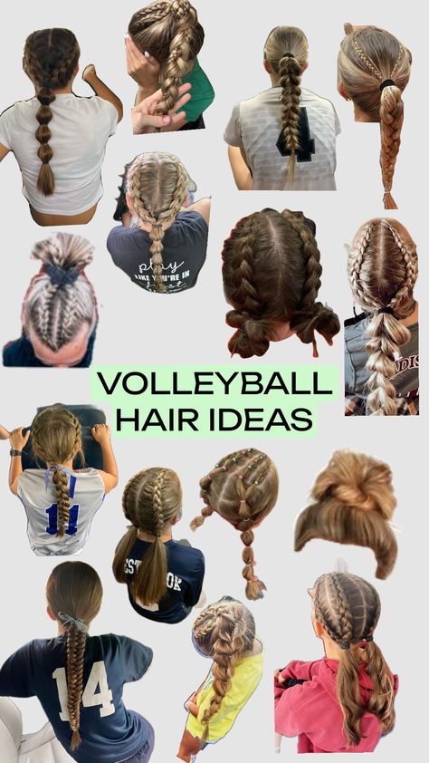 Volleyball hair ideas!! Comment what one is your favorite. #fyp #shufflefyp #volleyball #Hair #Volleyballhair Volleyball Hairstyles Medium Hair, Hair Styles For Volleyball Games, Easy Volleyball Hairstyles Short Hair, Volleyball Hair Styles Cute, Vball Hair Inspired, Low Sports Hairstyles, Cute Volleyball Hairstyles Short Hair, Hair For Volleyball Games, Easy Volleyball Hair