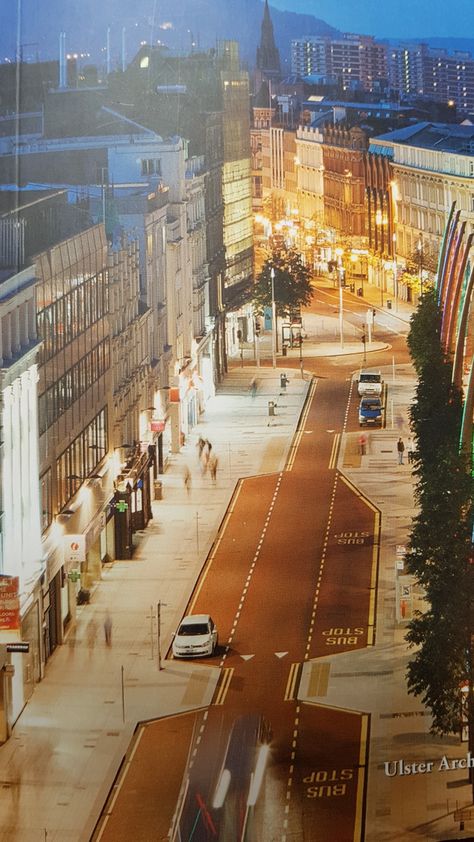 View from the top of Belfast City Hall (front), looking northward, down Donegal Place. Belfast City Centre, Asia City, Belfast Northern Ireland, Belfast City, Irish Sea, Belfast, British Isles, Planet Earth, Northern Ireland