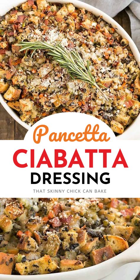 Ciabatta Bread Stuffing, Ciabatta Stuffing Recipes, Pancetta Stuffing Recipes, Italian Stuffing Thanksgiving, Ciabatta Stuffing, Pancetta Stuffing, Deep Fried Turkey Recipes, The Best Stuffing, Holiday Stuffing