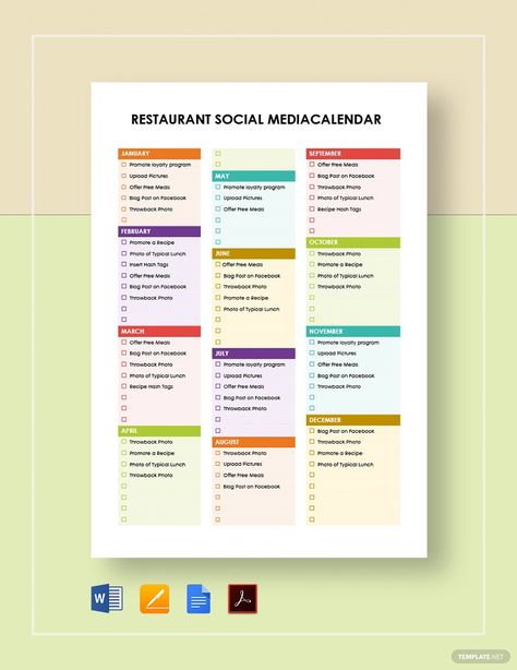 Event Calendar Template, Planners Templates, Social Media Calendar Template, Marketing Calendar Template, Content Calendar Template, Restaurant Social Media, Free Calendar Template, Social Media Content Calendar, Marketing Calendar