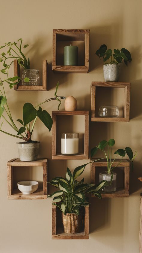 Discover stylish home decor ideas and luxe inspirations to enhance your space. From modern updates to chic accents, find the perfect solutions for your home. #HomeStyle #DecorTrends #LuxeDesign Plant Shelf Styling Ideas, Cute Things To Put On Shelves, Floating Shelves Plants Bedroom, Diy Shelf Ideas Easy, Wall Shelving Ideas Bedroom, Indoor Plant Wall Shelves Bedroom, Wall Shelf Plants Floating Shelves, Wall Floating Shelves Decor, Aesthetic Plant Shelves