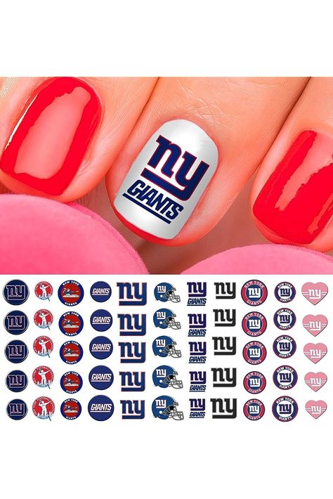 Sports Team for New York , NY Waterslide Football Nail Art Decals - Salon Quality! Giants Nails, Hockey Nails, Western Nail Art, Football Nail Art, Baseball Nails, Salon Decals, Patriotic Nails Design, Ny Nails, Light Colored Nails