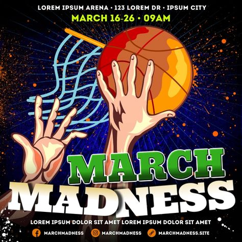 MARCH MADNESS BANNER Madness Poster, March Madness Basketball, Customer Persona, Basketball Poster, Banner Templates, Basketball Posters, Basketball Tournament, Flyer Poster, Poster Templates