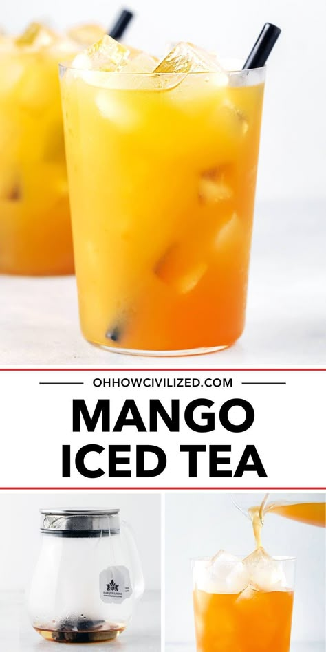 This 4-ingredient mango iced tea is full of tropical flavor! Learn to brew the perfect cup of iced tea with tips from a tea sommelier. #mangoicedtea #mangotea #icedtea #icedtearecipes Arabic Cafe, Apricot Juice, Homemade Simple Syrup, Flavored Iced Tea Recipes, Mango Iced Tea, Mango Tea, Iced Drinks Recipes, Easy Teas, Tea Drink Recipes