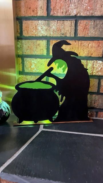 Skeleton Sign Halloween, Dollar Tree Wooden Witch And Cauldron, Dollar Tree Wood Witch And Cauldron, Dollar Tree Halloween Wood Cutouts, Halloween Decor Crafts, Dollar Tree Diy Halloween, Wood Witch, Diy Halloween Witch, Diy Moon